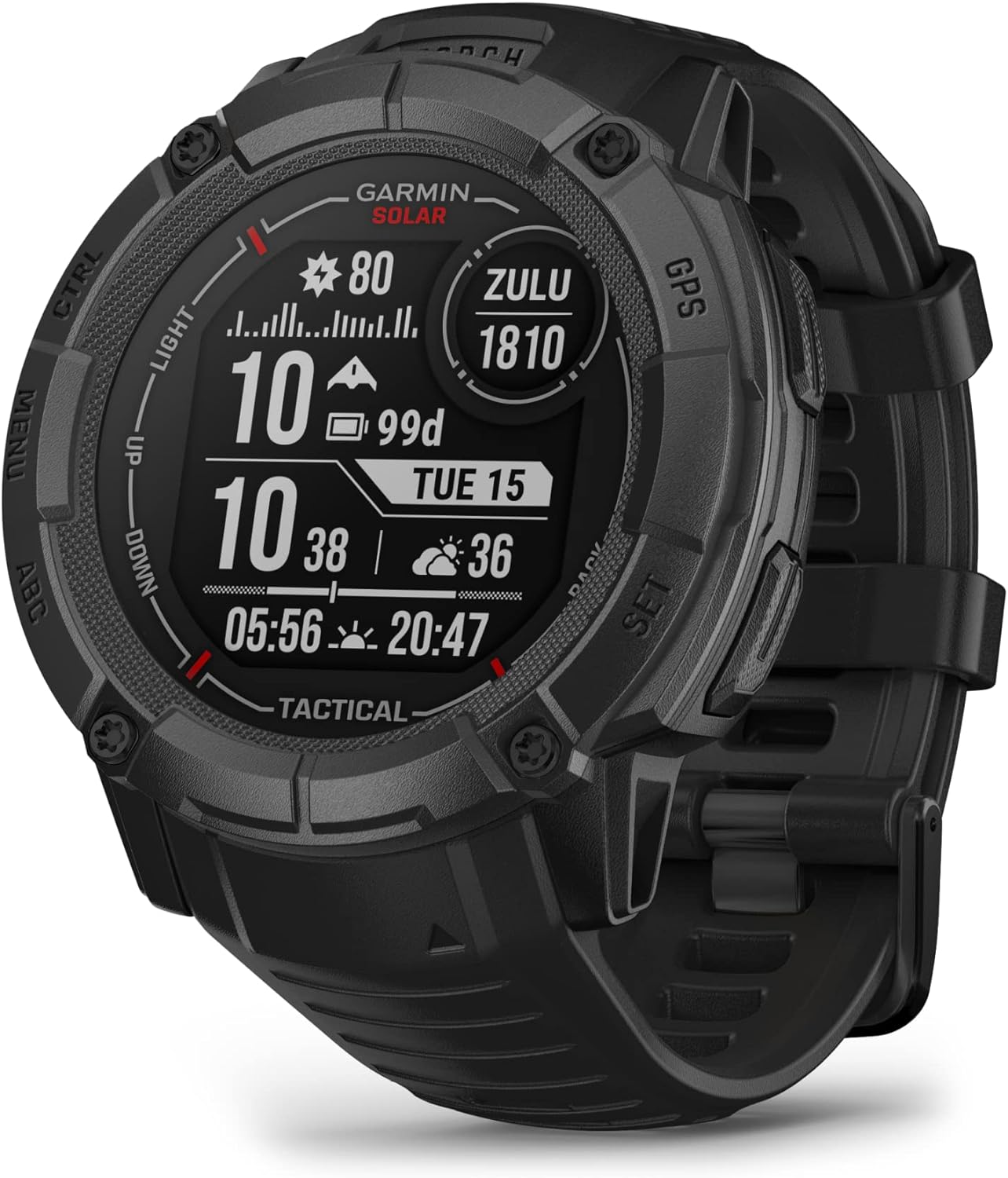 71Guu84WS9L._AC_SL1500.jpg Garmin Instinct 2X Solar, Rugged GPS Smartwatch, Built-in Flashlight, Solar Charging Capability, Multi-Band GNSS, Graphite AU ™ - Image 1