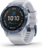 Garmin Fenix 6 Pro Solar, Premium Multisport GPS Smartwatch, Mineral Blue With Whitestone Band AU ™