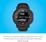 Garmin Instinct Crossover Solar, Rugged Hybrid Smartwatch with Solar Charging Capabilities, Analog Hands and Digital Display, Graphite, Adjustable AU ™ - Image 9